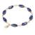Pulseira Navete Pedra Sodalita Azul Ranhurado Banho Dourado