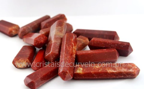10 Bi Terminado Quartzo Vermelho 25mm Pedra Natural Sextavado ATACADO