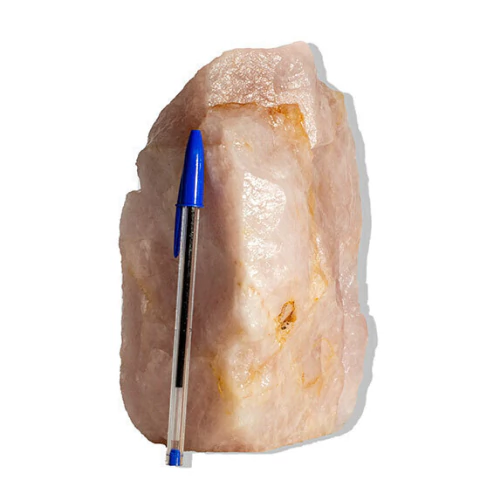 01 Cristal Rosa Pedra Pé Serrado Natural 2,4Kg 18cm Tipo B