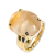 03 Anel Cabochão Oval Hematoide Amarelo Mini Dourado Ajustável Atacado