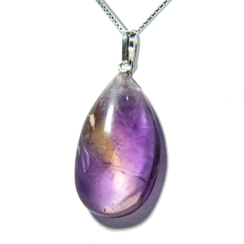 Colar Gota Pedra Ametrino Pino Prata 950