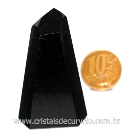 Ponta Quartzo Negro Mineral Rocha Preto Intenso Cod 124035
