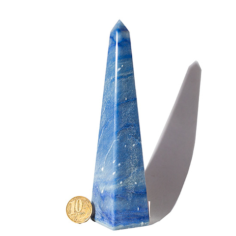 03 Obelisco Quartzo Azul Natural 14 a 15 cm 280g Tipo B Artesanal