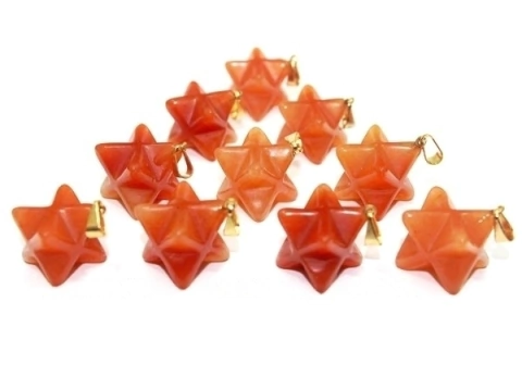 05 Pingente Merkabah Quartzo Laranja Pino Prateado Atacado