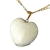 Colar Coração Feldspato Branco Pedra Natural Pino Dourado - comprar online