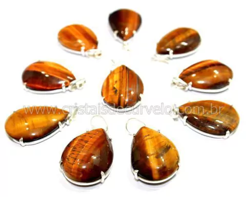 05 Pingente Gota Olho de Tigre Prata 950 Garra