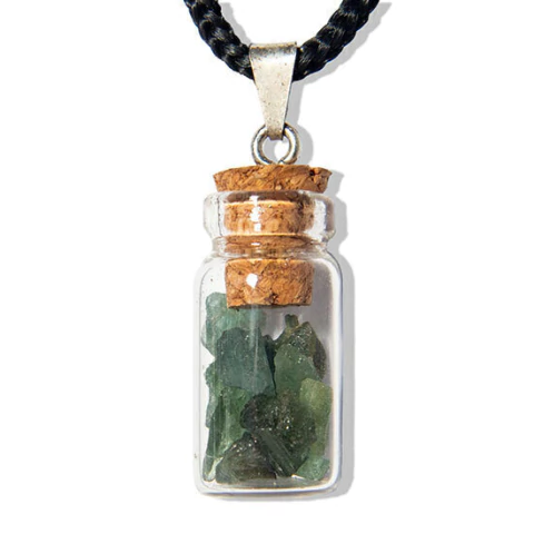 Amuleto de Proteção e Equilíbrio Turmalina Verde Prateado