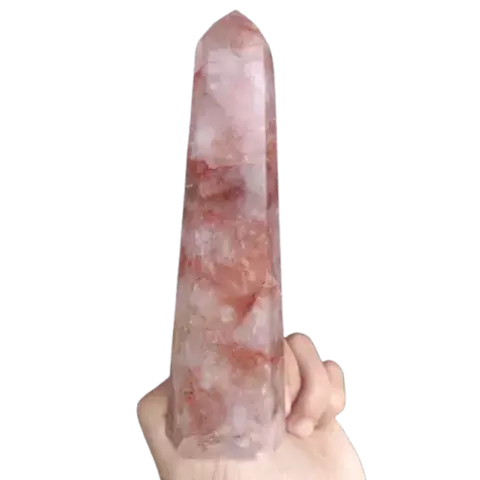 Ponta Hematoide Vermelho Pedra Natural Sextavado 17cm 374g