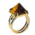Anel Pirâmide Olho de Tigre Natural Dourado Aro Ajustável - buy online
