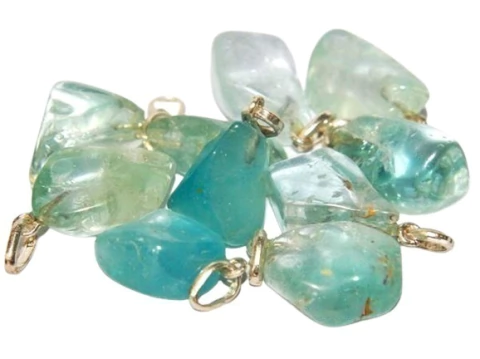 05 Pingente Pedrinha Topázio Azul Natural Montagem Pino Dourado Atacado