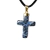 Colar Crucifixo Sodalita Azul Pedra Natural Envolto Dourado