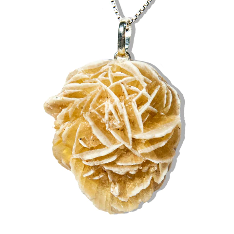 Pingente Rosa do Deserto Natural Montagem Pino Prata 950