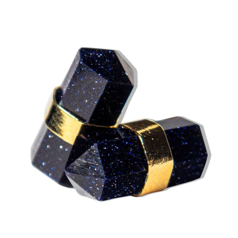 Brinco Micro Bi Ponta Pedra Estrela Envolto Banho Dourado