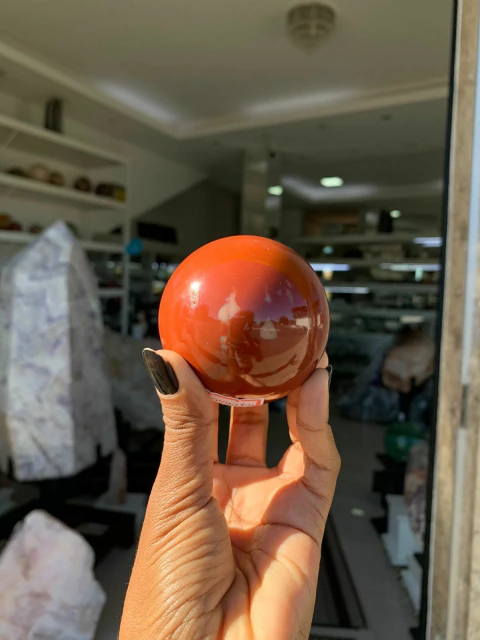Esfera Jaspe Vermelho Pedra Lapidado 378g 6,3 cm