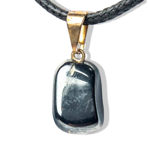 Colar Pedrinha Hematita Natural Rolado Pino Dourado