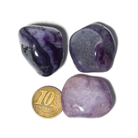 03 Ágata Lilás Rolado Pedra Natural G 30 a 45mm Classe A