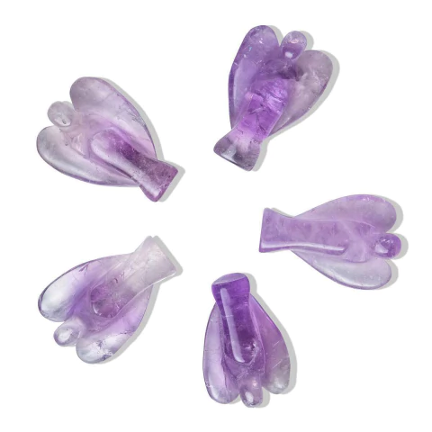 05 Escultura Anjo Ametista 3 a 4 cm Pedra Natural ATACADO