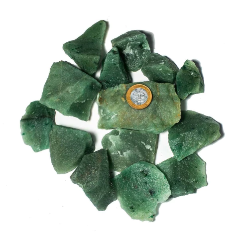 1 kg Pedras Brutas Quartzo Verde Cristal Tam Médio Classe A