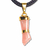 Colar Mini Figa Pedra Quartzo Rosa Montagem Dourado