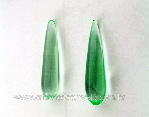 4 Pares Gota Longa pra Pingente ou Brinco Pedra Obsidiana Verde Lapidado 30 x 7 mm