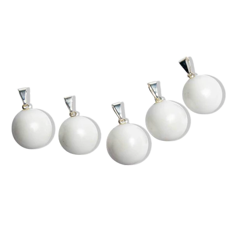 05 Mini Pingente Disco Quartzo Leitoso 12mm Pedra Natural Prateado Atacado