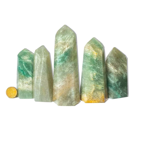 01 kg Ponta Ônix Verde Natural Lapidado Médio Atacado