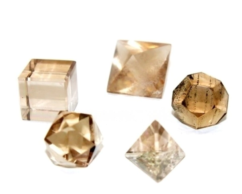 Kit Radionico Cristais Fume Solido de Platao Facetado 112898