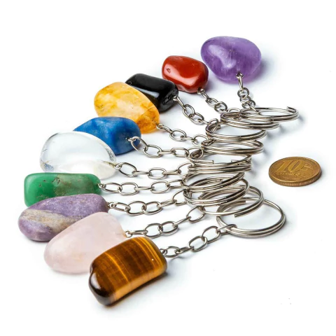 100 Chaveiro Pedrinha Rolada Misto Tamanho Medio ATACADO 120994