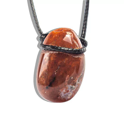 Pingente Pedra Rolada Quartzo Vermelho Difusor Ranhurado