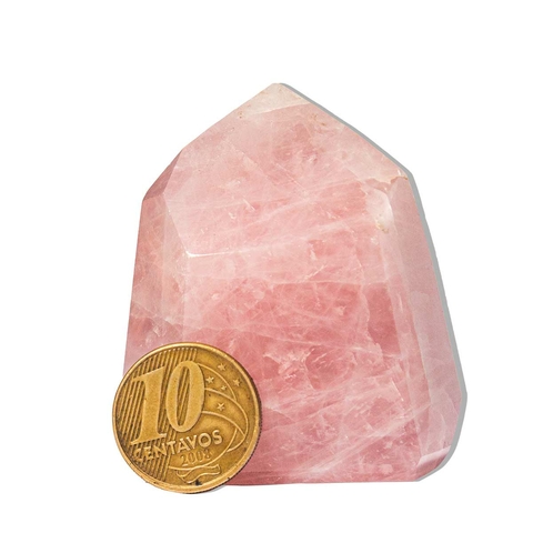 Ponta Quartzo Rosa Pedra Natural 50 a 60mm média 100g Tipo A