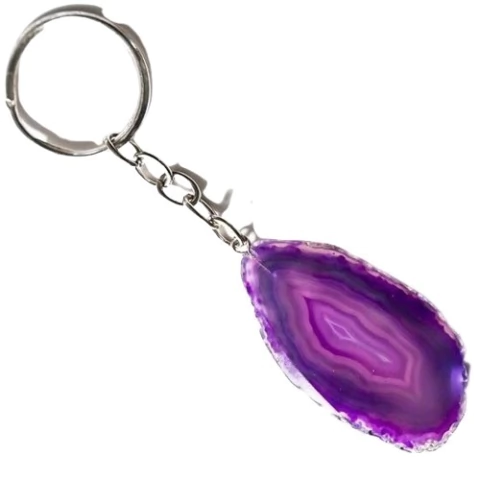 Chaveiro Chapa Agata Lilas Pedra Natural de Garimpo 125287