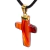 Colar Crucifixo Ágata Cornalina Natural Envolto Dourado - loja online