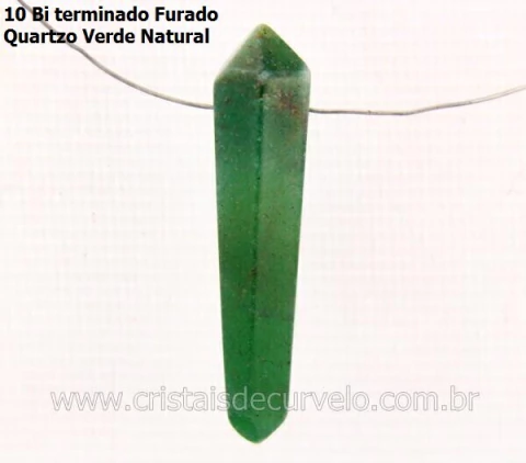 10 Mini Bi Terminado Quartzo Verde 25mm Para Pingente Furo Vazado Atacado
