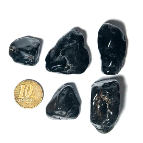 05 Unid Onix Preto Rolado Pedra Polido M 23mm Classe A