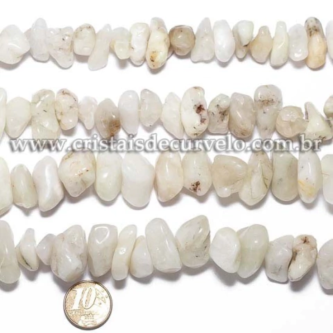 Fio Pedra Rolada Enxofre Furado 50 cm Para Fazer Pulseira