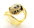 Anel Jaspe Dalmata Cabochão Oval Pequeno Dourado - loja online