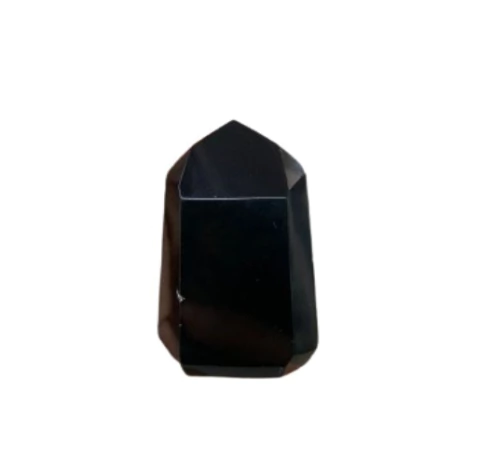 05 Ponta Obsidiana Negra 20 a 30 mm Sextavado Pedra Natural Lapidado