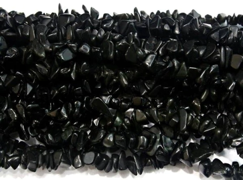 Fio Cascalho Obsidiana Negra Furado 90 cm Para Fazer Pulseira