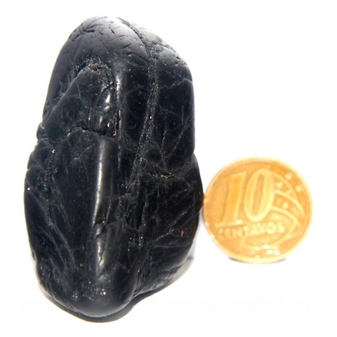 Turmalina Preta Pedra Natural Rolado Para Proteção 45mm 70g