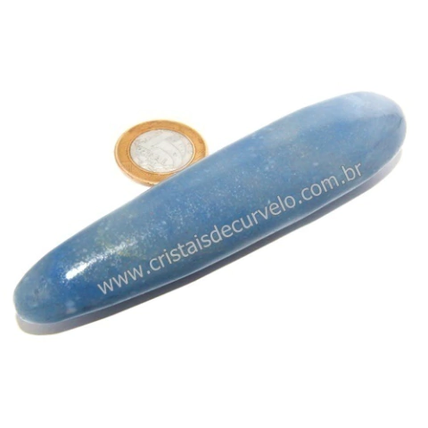 05 Massageador Roliço Quartzo Azul Natural 8 a 12cm Atacado