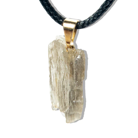 Colar Escapolita Branca Marialita Pedra Natural Dourado