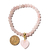 Pulseira Bolinha 6mm Coração Pedra Quartzo Rosa Natural - comprar online