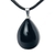 Colar Gota Obsidiana Negra 28mm Pedra Natural Pino Prateado na internet