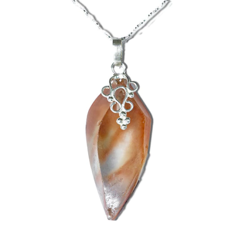 Colar Pingente Cristal com Anfibólio Montagem Pino Prata 950