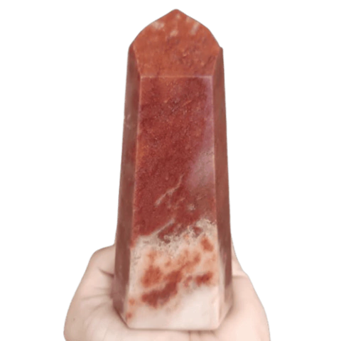 Ponta Quartzo Vermelho Pedra Natural Lapidado 490g 14cm