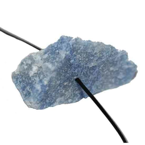 10 Cascalho Bruto Quartzo Azul Natural Furado no Centro