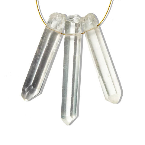 05 Ponta de Cristal LEMURIA Furado Vazado para Colar