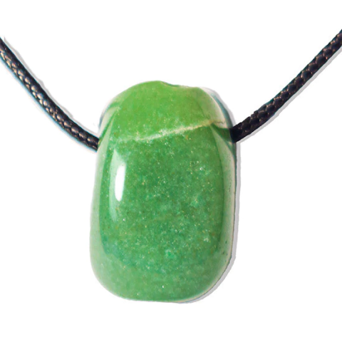 Colar Difusor Pedra Quartzo Verde Rolado Furo Aromaterapia