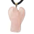 Colar de Anjo Quartzo Rosa Pedra Natural Banho em Prateado