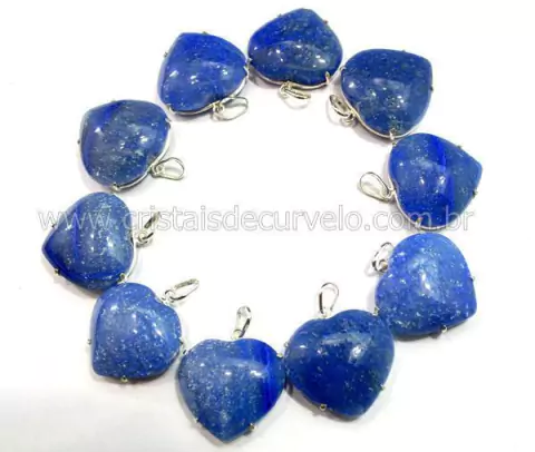 05 Pingente Coração Quartzo Azul Prata 950 Garra
